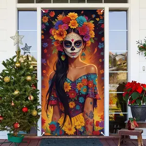 Mexican Carnival Theme Pattern Backdrop, 1 Count Colorful Wall Hanging Banner, Wall Decor for Home Living Room Bedroom Garden Party, Ornaments
