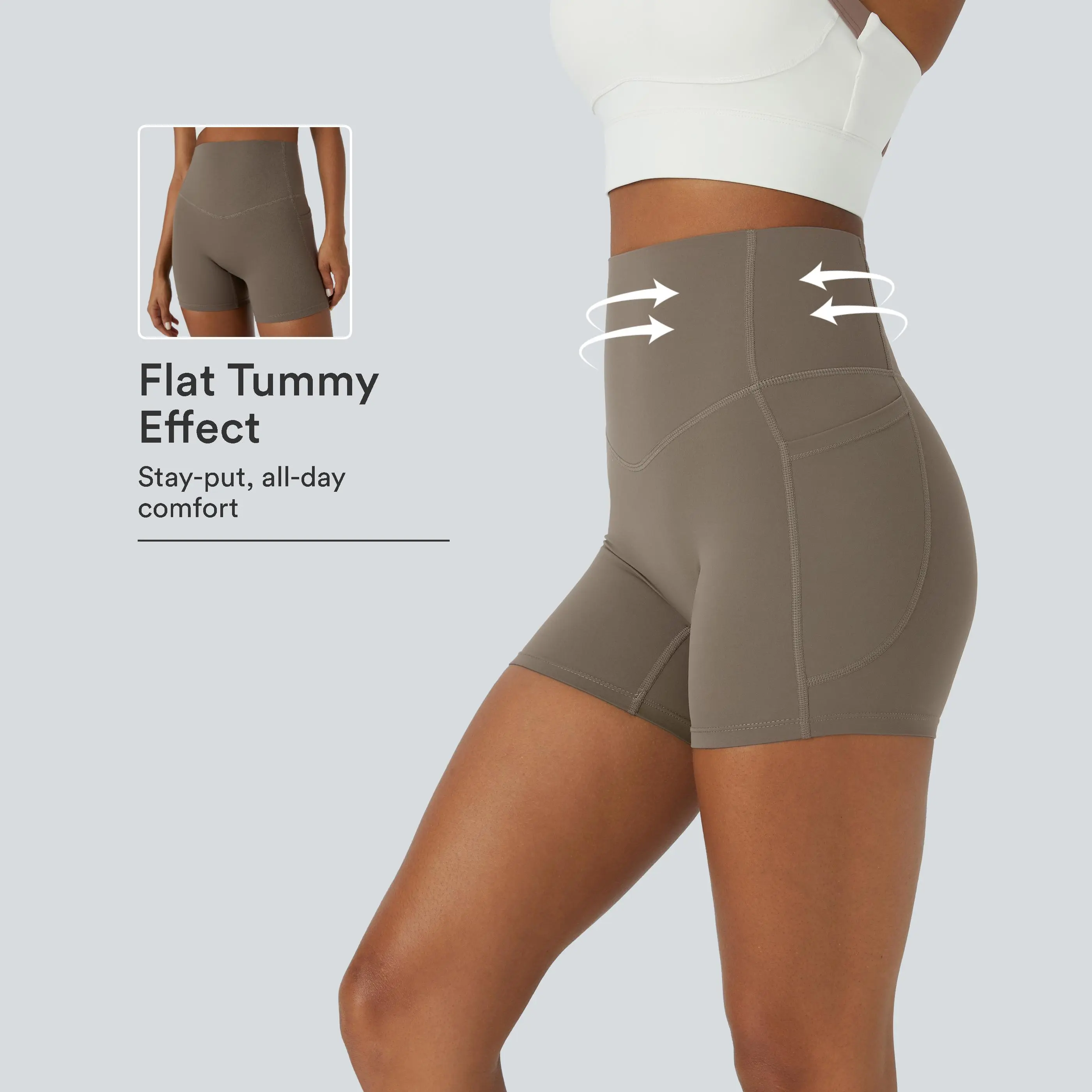 Halara UltraSculpt High Waisted Tummy Control Side Pocket Shaping Training Biker Shorts 5''