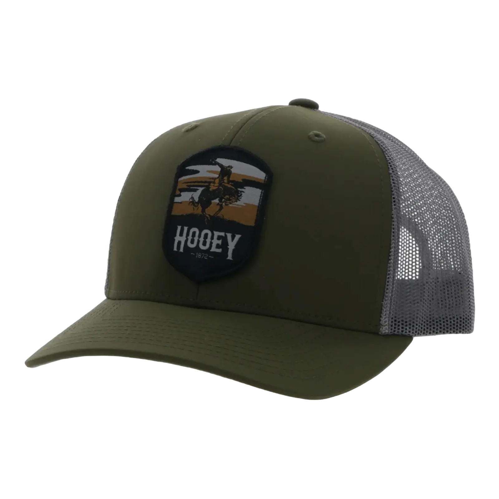 Hooey Yoouth Cheyenne 6-Panel Olive & Grey Trucker Hat 2344T-OLGY-Y