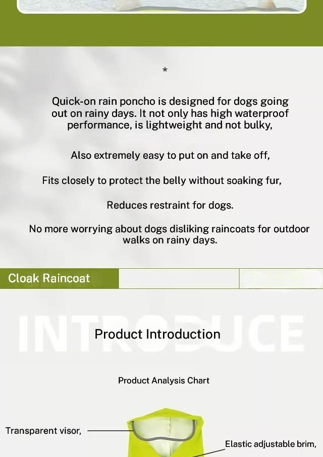 Dog Raincoat, Adjustable Dog Rain Jacket Clear Hooded Double Layer, Waterproof Poncho with Reflective Strip Straps for Small Medium Large Dog