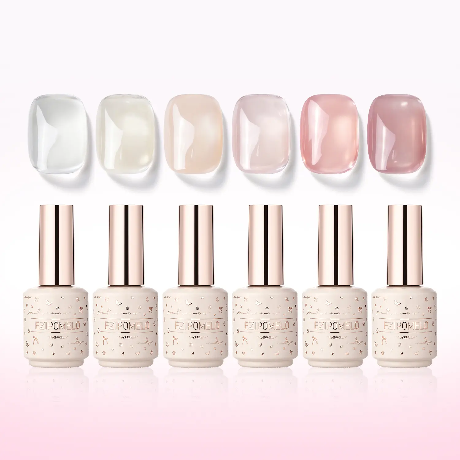 EZIPOMELO gel nail polish set features six shades, ranging from milky white and nude pink to neutral tones. This gel polish requires no additional top coat, extension gel, base coat, or color gel, making it an ideal gift for women.x