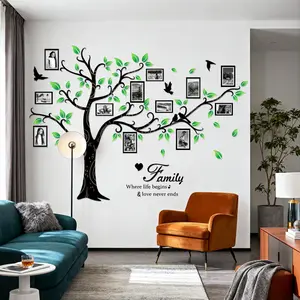 Set of 4 Pcs (30×90cm*4pcs) Black Plant & Big Tree Spring Summer Wall Stickers, Self-Adhesive Decor Stickers for Bedroom, Living Room, Dining Room & Bathroom