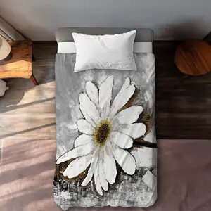 360 Stand Abstract Daisy Decorative Duvet Cover Set - Twin XL Size, Microfiber Face, Industrial Look, Bedroom Bedding Set, Home Textile Linen Decor