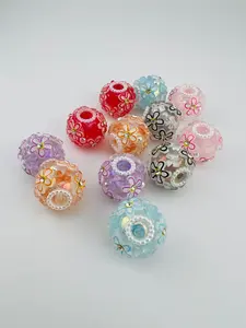 F13- Under The Sea Flower Sparkle 2pk Handcrafted 16mm Acrylic Beads for Jewelry Making & Accessories