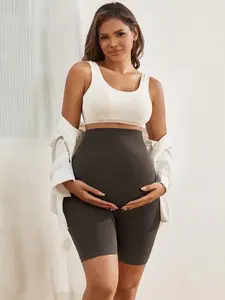 Maternity Solid Color High Waist Shapewear Shorts, Prenatal Maternity Clothing, Breathable Stretchy Belly Support Underwear for Comfort, Maternity Shorts for All Seasons