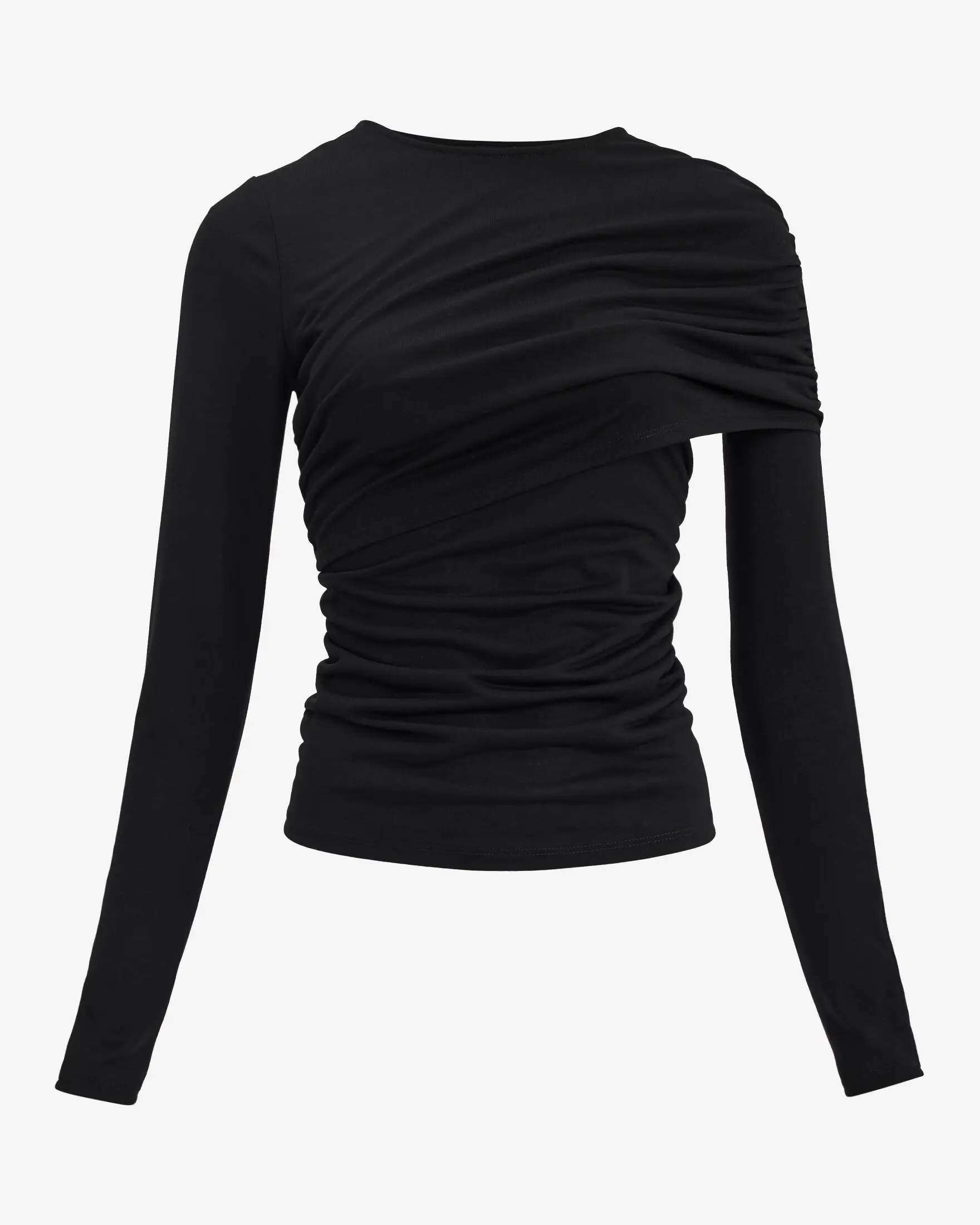 Express Crew Neck Draped Long Sleeve Top