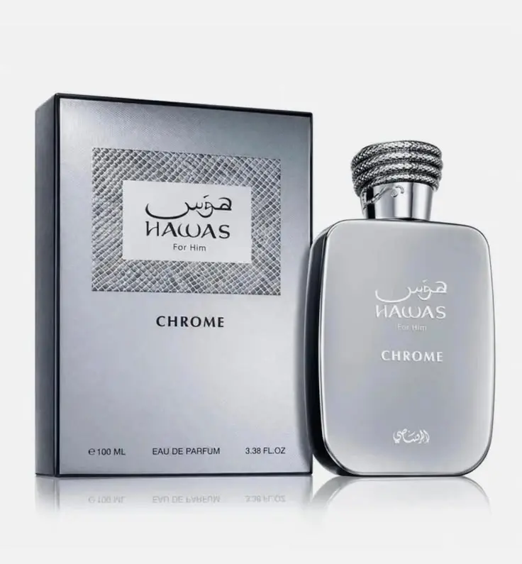 Rasasi Hawas Chrome Eau de Parfum for Him, 100ml Unisex Fragrance - Silver Bottle with Elegant Design