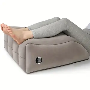 1-Pack Inflatable Leg Elevation Pillow for Improved Circulation - Soft Wedge Cushion with Adjustable Height, Beige, Ideal for Sleeping and Reading, Hand Wash Only, Circulation Enhancement | Contoured Design | Medium Firmness