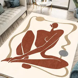 Abstract Line Woman Pattern Area Rug, Non-slip Soft Floor Mat, Decorative Carpet for Home Living Room Bedroom Kitchen Study Room