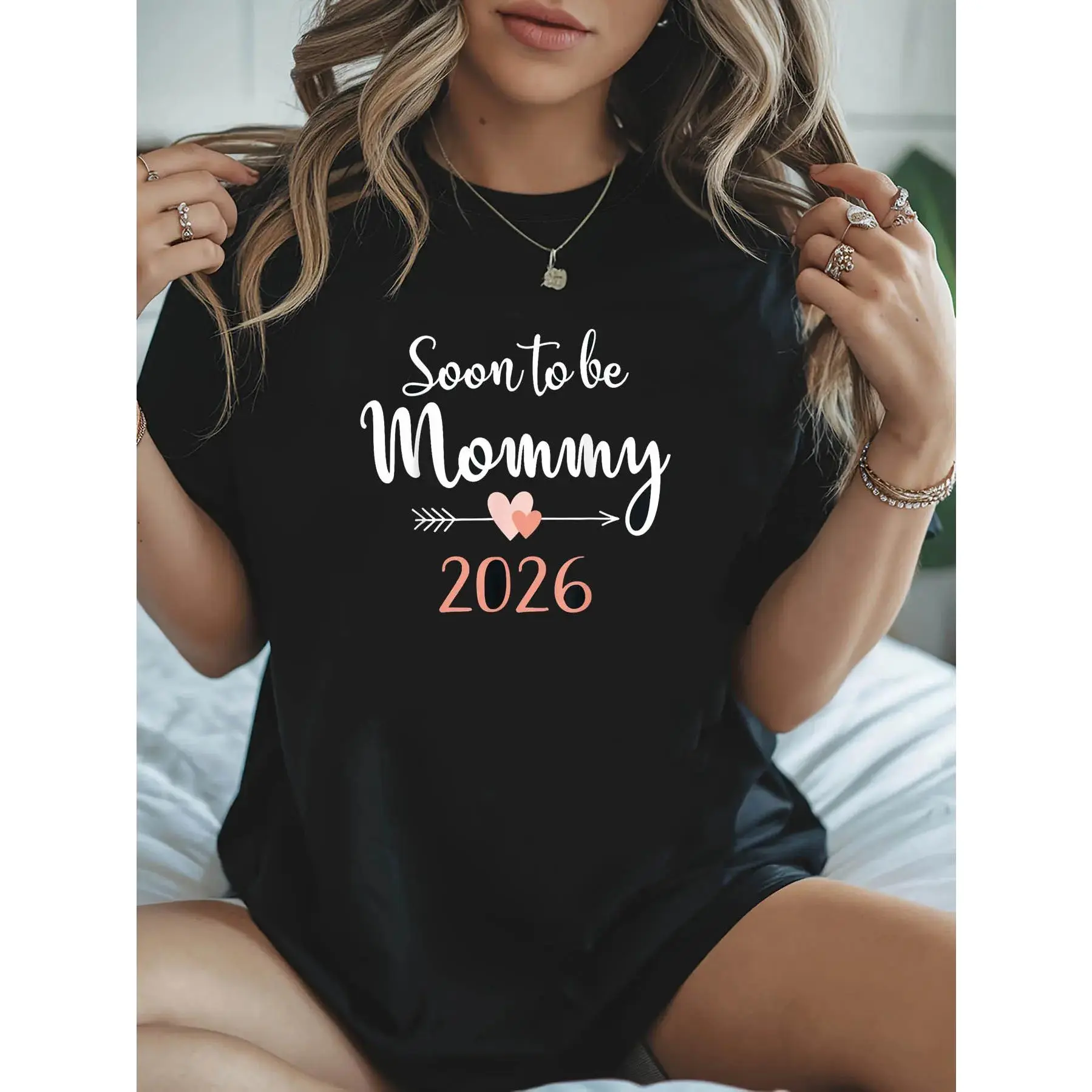 Women's 2026 Sporty Maternity Sports Top - Short Sleeve, Fitted Cut, Crew Neck, Bump Graphic Prediction T-Shirt for 2026 Due Date, Spring Summer Casual Gift for Expecting Moms, Sporty Sports Tops