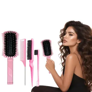 4 Piece Hair Styling Comb Set, Curl Guard Bubble Comb, High Crown Detangling Comb, Braiding Tail Comb, Eyebrow Comb, Universal Hair Tool