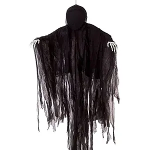 63 Halloween Decorations Outdoor Grim Reaper,Dark Faceless Hanging Ghost Decor in Black Horror Robe for Halloween Yard Tree Graveyard Hanging Decorations Haunted House Outside Decor
