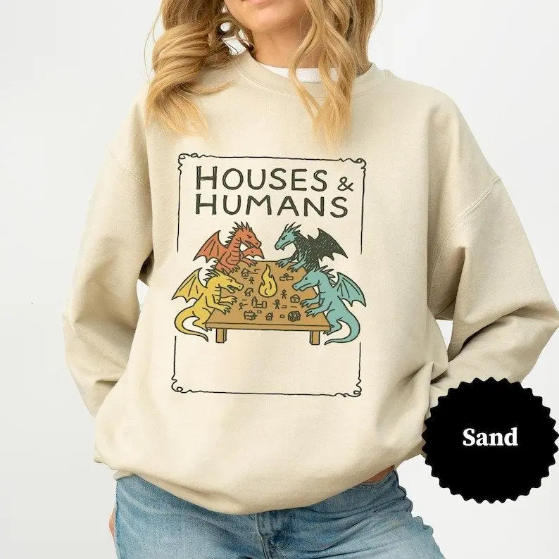 [Sale off up to 50%] Houses and Humans D&D sweatshirt Dungeons and Dragons Gift Funny DND sweatshirt Dnd Houses And Humans Parody Vintage Retro 90s DND Sweater