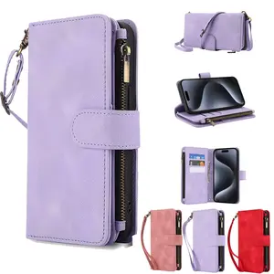 Multifunctional Zipper Protective Phone Case with Card Holder, 1 Count Crossbody Phone Case with Zipper Coin Purse, Phone Accessories for iPhone 15 Plus 14 Plus, Phone Cover Casing