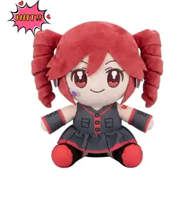 Collectible Pink Drill Twin Tail Girl Plush 22cm, Cute Anime Plush Character with 3D Twin-Drill Hair, Red and Black Outfit Figure Stuffed, Soft Anime Plushie Pillow Gift for Fans & Collectors