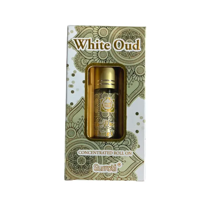 Ard Al Zaafaran White Oud Roll-On Perfume Oil, Long-Lasting Arabic Inspired Scent with Floral Notes, Alcohol-Free Unisex Fragrance, 0.20 fl oz, Arabian Cologne, Synthetic Oil, Adults, Alcohol-Free Oil Feels Gentle On Skin