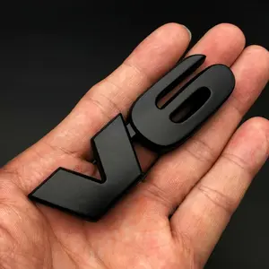 1pc V6 3D ABS Matte Black Rear Side Emblem Badge, Car Trunk Sticker Car Decals For Car Motorcycle Truck SUV Decal For Cars