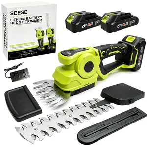 【FathersDayGift】SEESE Cordless 2-in-1 Grass Shear & Shrub Trimmer, Handheld Electric Hedge Trimmer, 2*21V Batteries,Lightweight for Lawn Hedge Garden Yard Maintenance