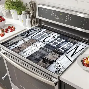 HarleyLand Kitchen Pattern Gas Stove Cooktop Panel Protector Cover Mat, 1 Count Soft Scratch Resistant Easy To Clean Stove Top Protectors, Multipurpose Cooktop Cover