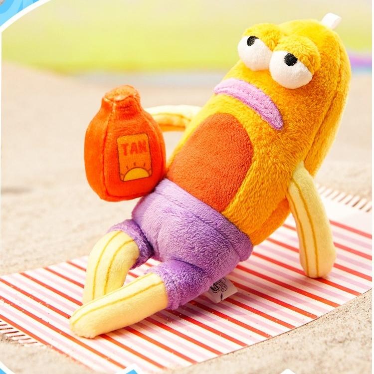 SpongeBob Bikini Booth Series Movable Plush Built-In Iron Wire For Free Posing Poseable Cartoon Pendant Trendy Backpack Decor Collectible Toy For SpongeBob Fans