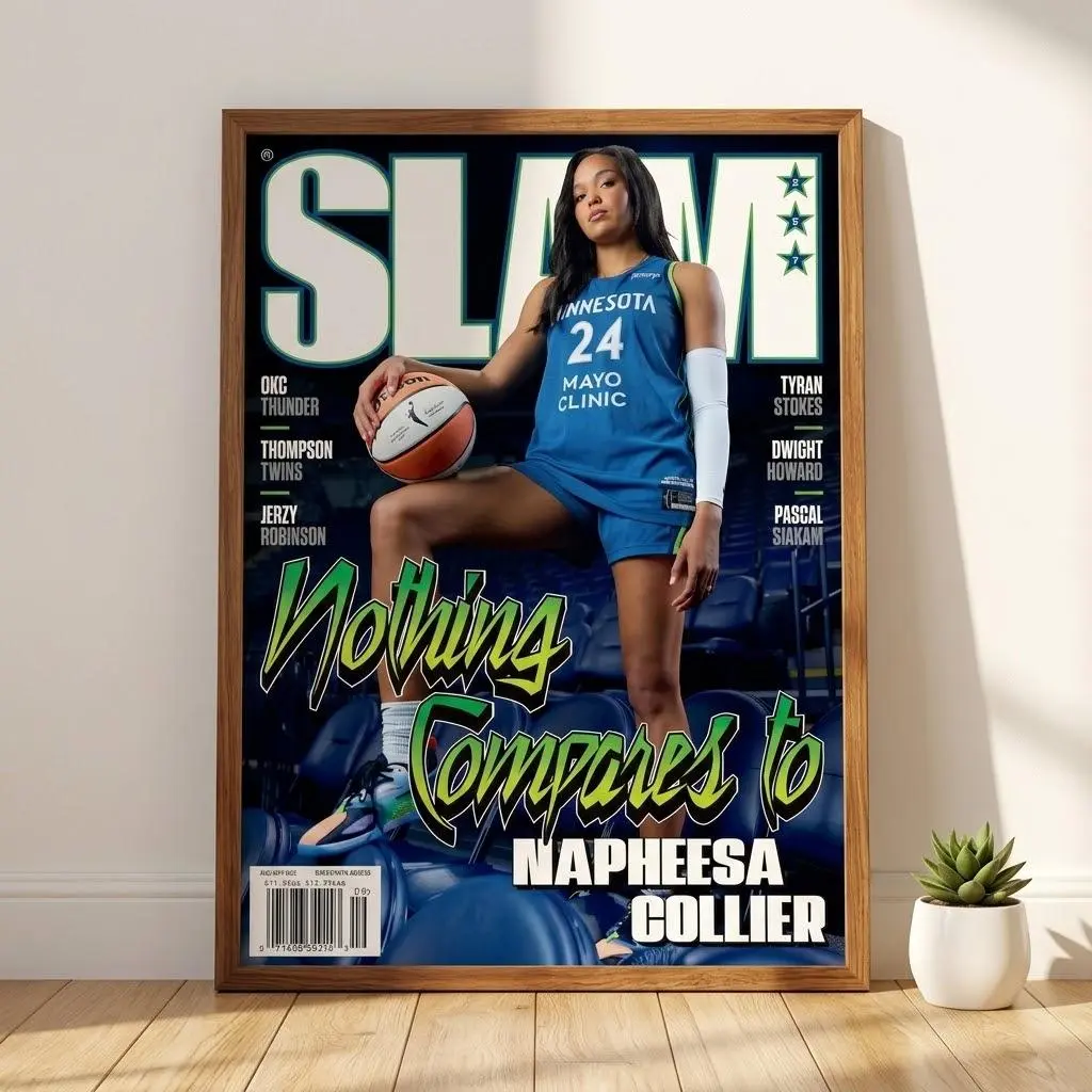 NapheeCollier SLAM Magazine Poster, Minnesota Lynx Wall Art, WNBA Cover Print, Women's Basketball Decor, No Frame "