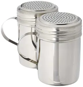 Stainless Steel Versatile Dredge Shaker Salt Sugar Shakers 10oz Each Set of 2