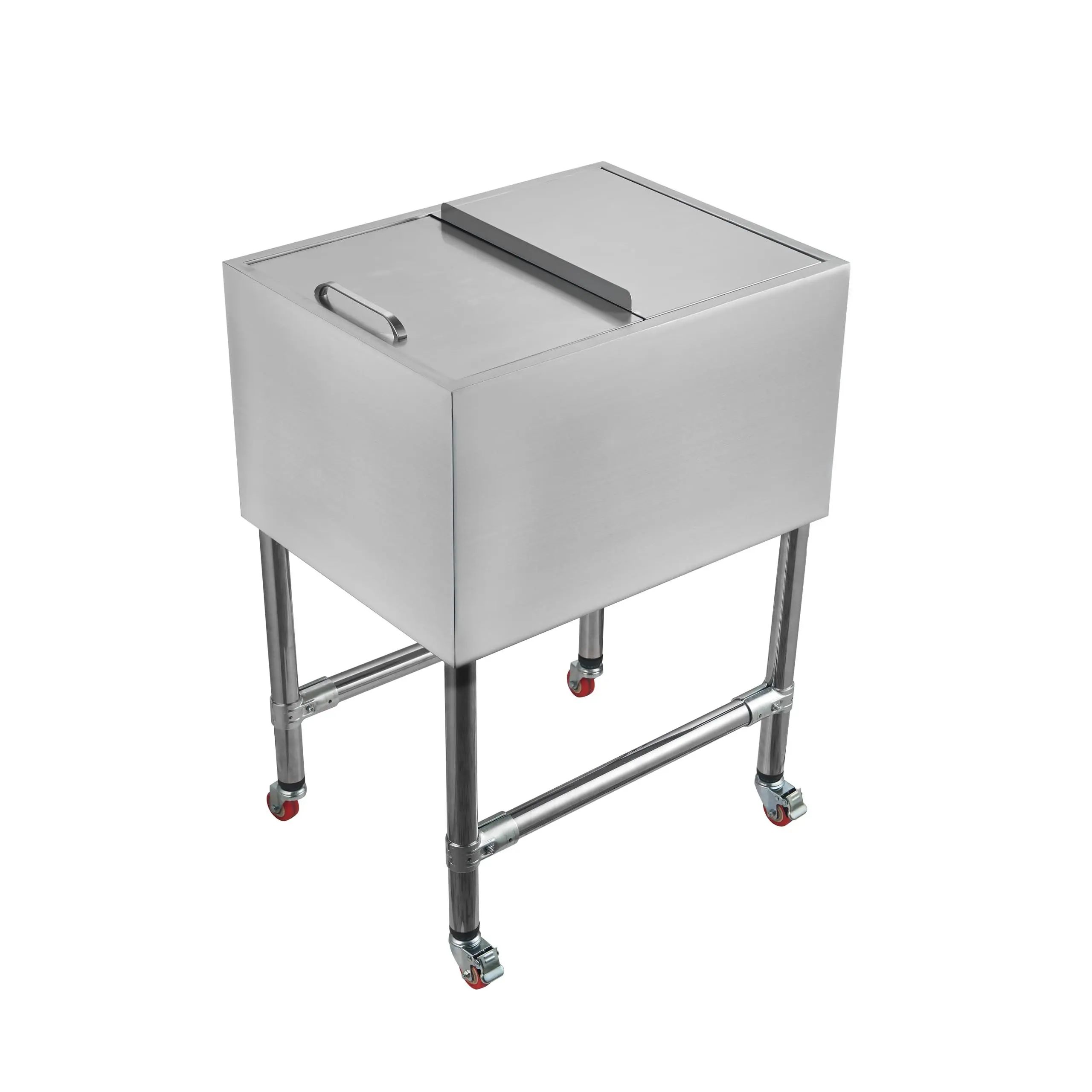 24 Inch Commercial Ice Bin with Sliding Lid, Stainless Steel Underbar Ice Chest, 64L Large Capacity Ice Storage with Drain System, Insulated Bar Ice Well for Restaurant Pub Cocktail Station