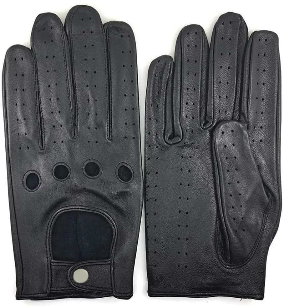 Mens Touchscreen Professional Leather Driving Gloves Unlined -Soft and Thin Italian Lambskin(Gift)