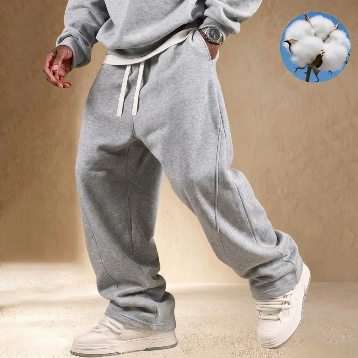 【JOGWAVE】Men's Solid Colors Clothes, Loose Straight-Leg Pants with Simple Cut, Standard Size, Spring-Autumn Knit Soft Stretchy Fabric, Drawstring Waist, Side Pockets, Outdoor Casual Fitness Sportswear 【JOGWAVE】Men's Solid Colors Clothes, Loose Straight-Leg Pants with Simple Cut, Standard Size, Spring-Autumn Knit Soft Stretchy Fabric, Drawstring Waist, Side Pockets, Outdoor Casual Fitness Sportswear