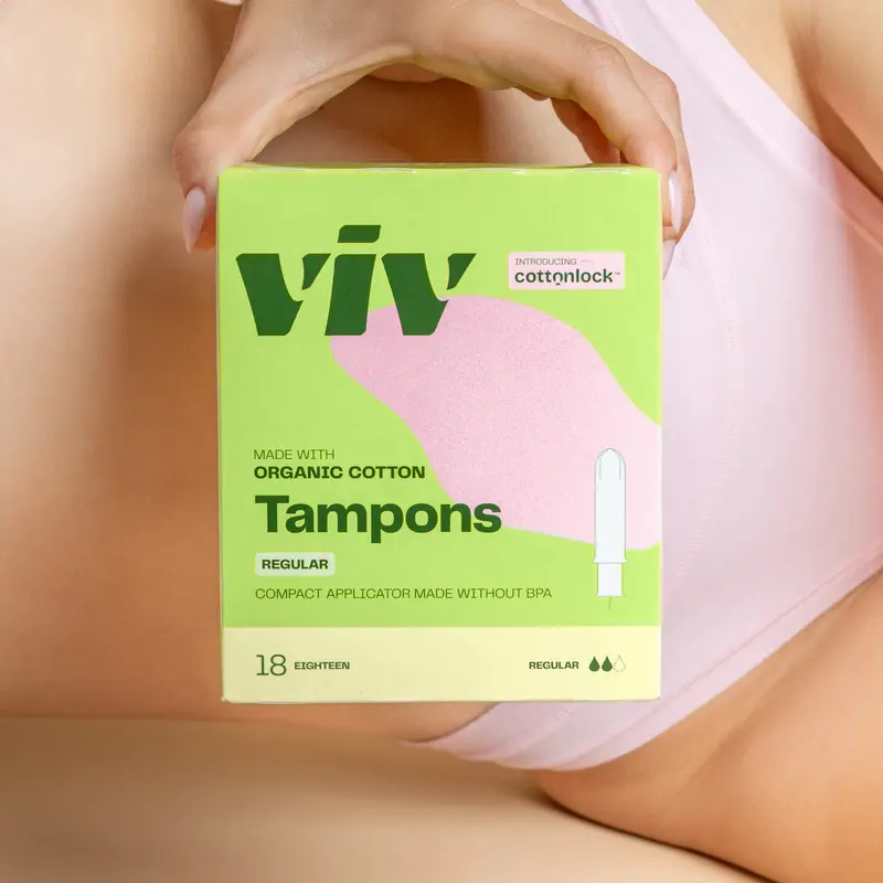 Viv Cottonlock Tampons – 100% Organic Cotton, Toxin-Free, Anti-Shedding Tampons for Comfort and Convenience, BPA-Free Applicator - Regular, Super, Combo Tampons