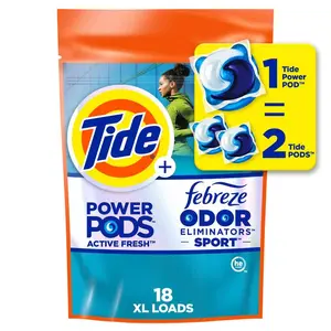 Febreze Odor Eliminator Fresh Scent Laundry Detergent Pods, 18-Count Tide Plus Febreze Freshness Laundry Detergent