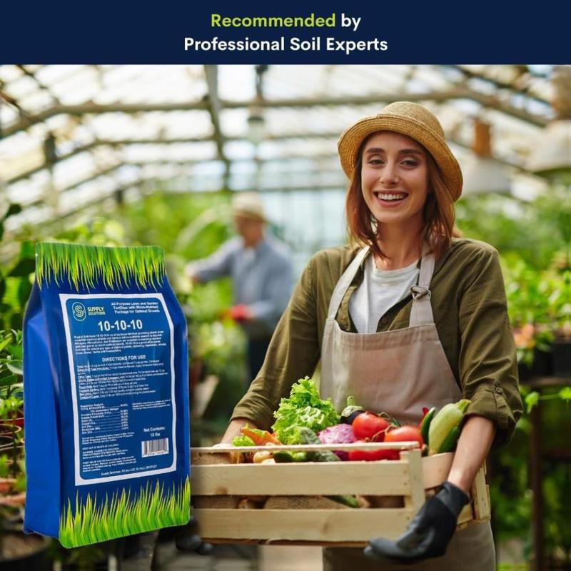 Supply Solutions 10-10-10 Complete Granular Fertilizer with Micronutrients Balanced NPK Formula for Soil Health Blooms & Roots Safe for Vegetables Fruits Lawns 10 Pounds