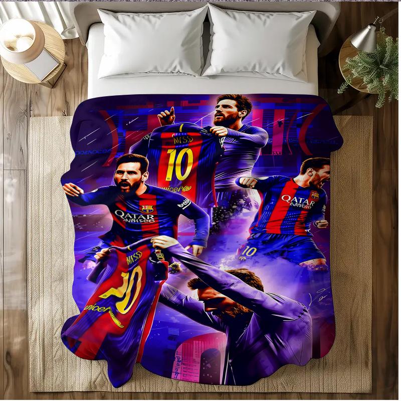 Leo Messi Blanket NO.10 Football Blanket Football Fans Gifts Soft Flannel Blanket Suitable For Sofa Beds Living Rooms Beloved By Both Adults And Children Birthday Gifts Holiday Party Home Decor Suitable for all four seasons