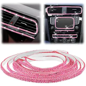 Car Trim Self-Adhesive 16.4Ft, Bling Car Interior Exterior Decorations Rhinestone Car Accessories for Women Car Decorations Rhinestone Car Decorations Bling Stickers Decal