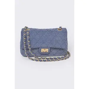 Denim Quilted Convertible Shoulder Bag