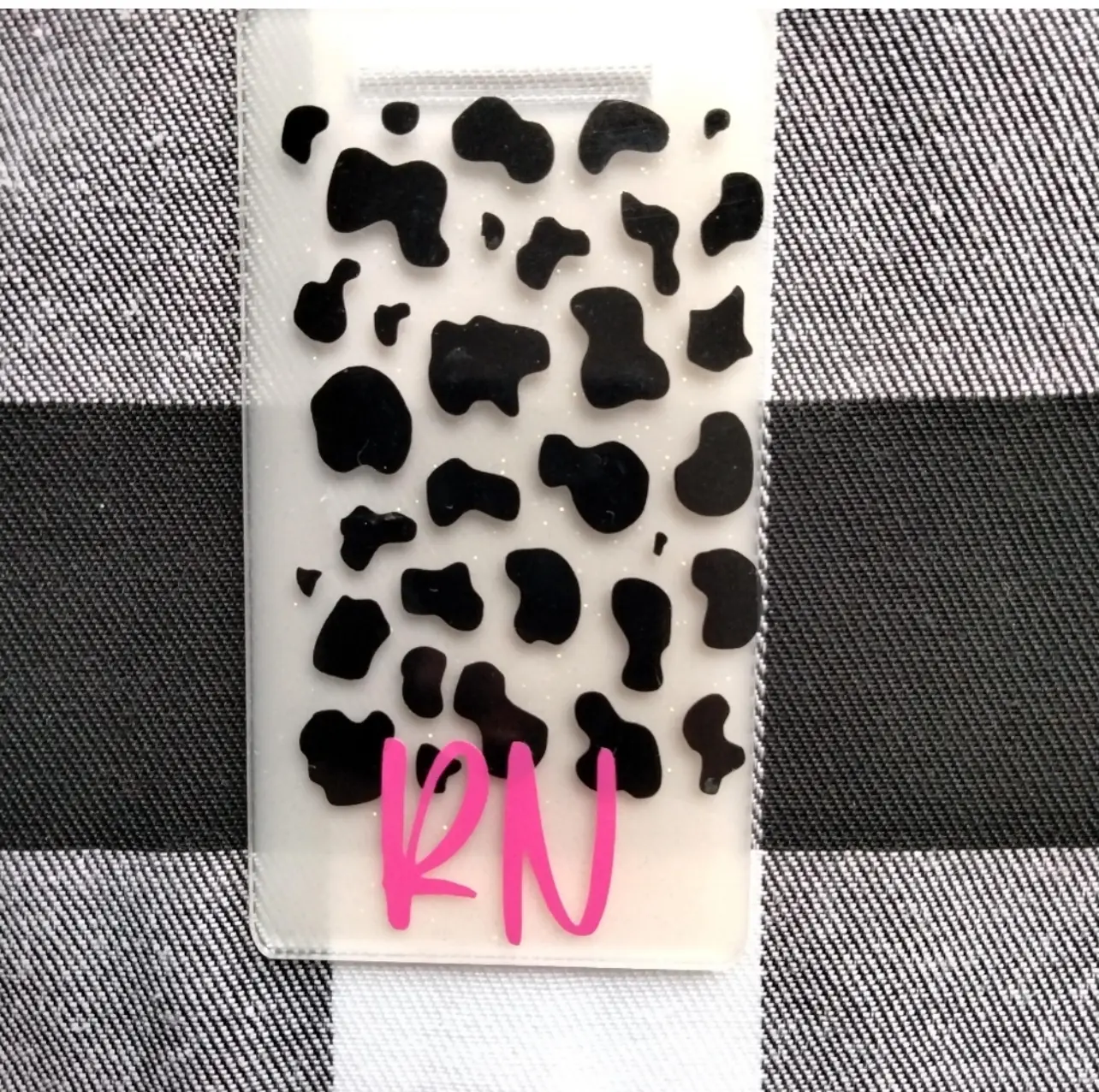 Customizable Cow Print Vertical Badge Buddy Badge Reel Accessories hospital worker coquette bow funny great gift cute retractable Christmas