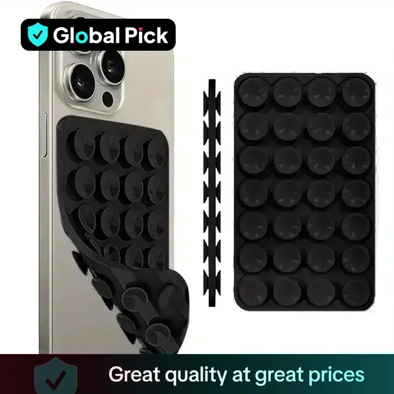 Double-sided Silicone Suction Cup Phone Case Mount, Black Hands-free Strong Grip Holder for Selfies & Videos, Ideal for Cellphone, Stand, Smartphone A