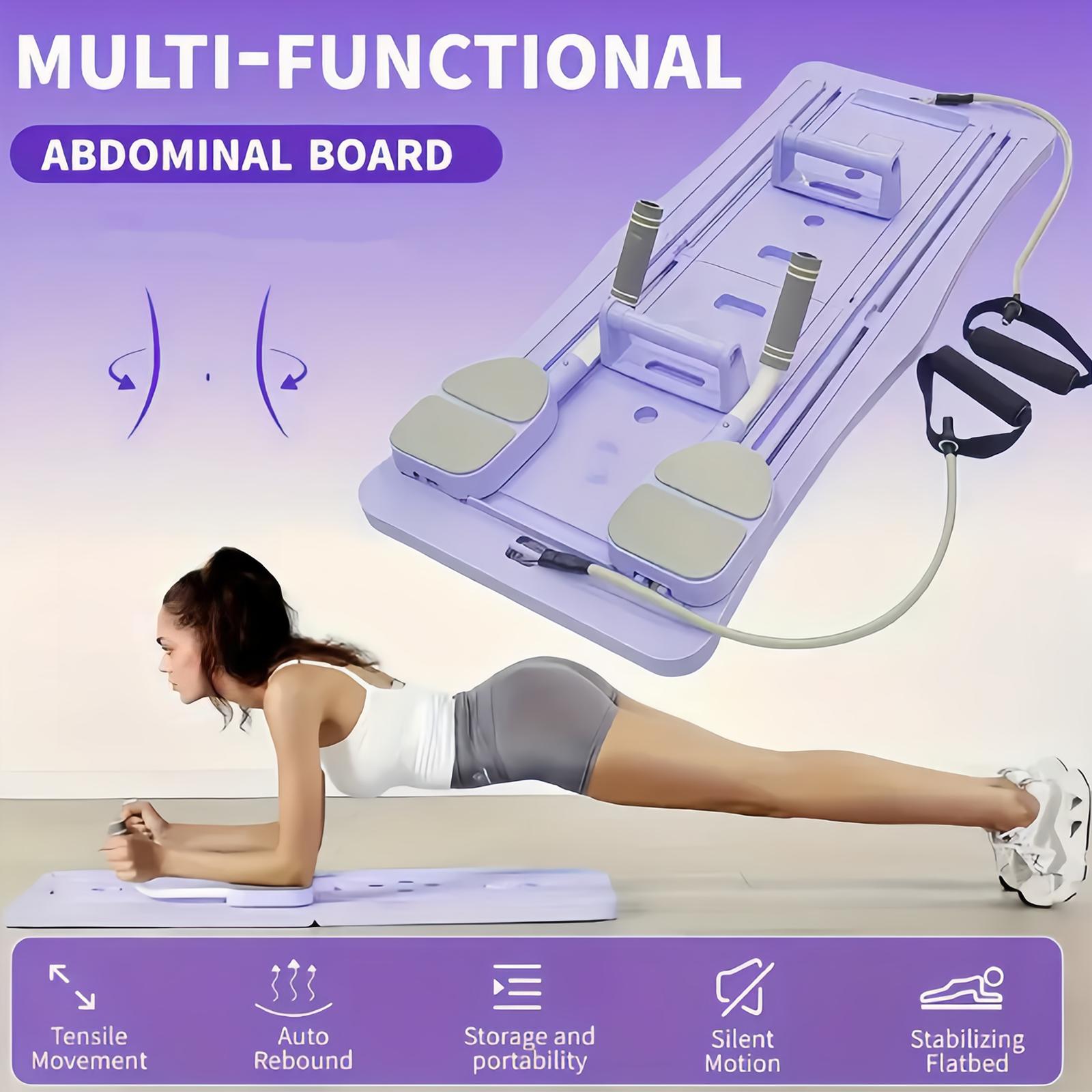 4 in 1 Foldable Pilates Reformer Board, Multi-Purpose Pilates Sliding Board for Home Full Body Workout
