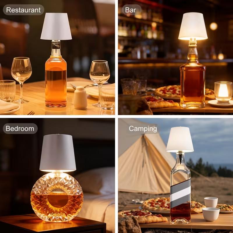 A Portable Wireless LED Bottle Lamp, Adjustable Ambient Table Lamp, Rechargeable Touch-Sensitive Night Light, Suitable for Bedside, Living Room, Dining Room, Or Bedroom