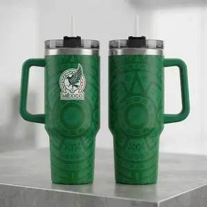 Mexico WC 2026 Custom Tumbler With Handle, 40oz Stainless Steel Tumbler With Handle, Leak-Proof and Stylish for Everyday Use