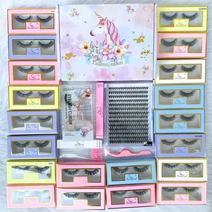 20 Pairs Medium Lashes & 1 Set 30 P Cluster Lashes & 1 Count Lash Adhesive & 1 Count Bond & Seal & 1 Count Applicator & 5 Counts Lash Brush & 1 Count Eyelash Curler, Summer Makeup, Eyelash Extension, DIY Eyelash Extensions