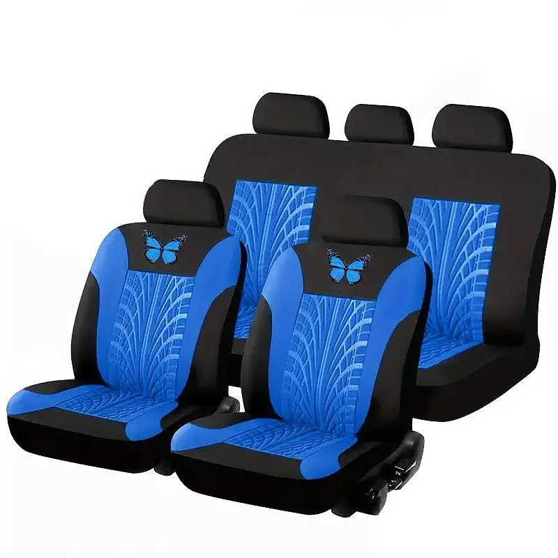 Car Fabric Seat Cover for Five Seats Car Accessories, 1 Set Cartoon Butterfly Pattern Car Seat Protector, Car Essentials, Car Mats for Cars, Fashion C