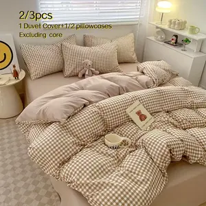 Minimalist Plaid Print Sheet Set, Soft Comfortable Bedding, Ideal for Bedroom & Guest Room Decor, 2/3 Piece Set, Soft Bedding Sets