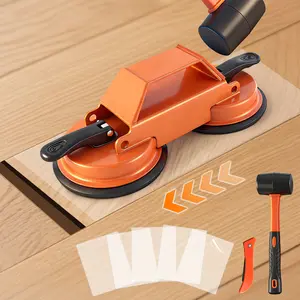 Heavy Duty Floor Gap Fixer Tool, Double 45° Striking Surface Floor Gap Repair Tool with Dual Suction Cup, Made of Iron. with Rubber Hammer and 5pcs Sticky Pads for Fixer Laminate/Vinyl Flooring Tools.
