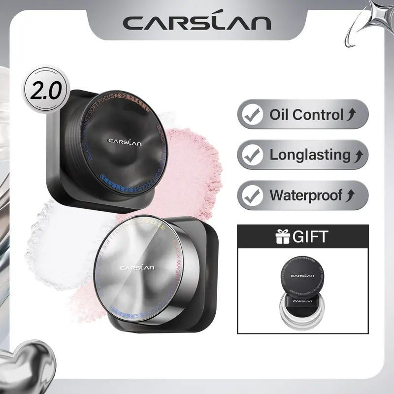 [2.0] CARSLAN Black Magnet Soft Focus Make-up Translucent Loose Setting Powder 24H Longlasting Oil Control Waterproof Blurring Pores Matte Face Powder