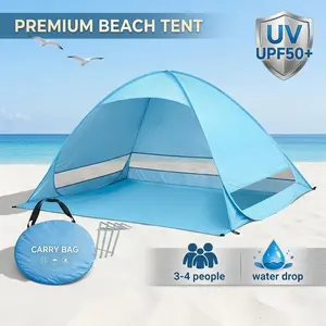Automatic Pop Up Tent - Portable 2-Second Fast Setup Beach Sun Shade with Mesh Window for Camping