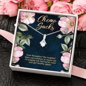 Meaningful Quote Chemo Sucks Gift Cancer Jewelry Gift for Her Friend with Cancer Chemo Survivor Chemotherapy Gift Chemo Care Package Cancer Support On Christmas, Birthday. Necklace Jewelry With Meaningful Messages Card & Box