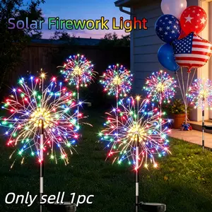 Solar Powered Fireworks Lights, 150leds Outdoor Starburst String Lights, Colorful Dandelion Garden Decorations, Outdoor Garden Lantern, Outdoor Pathway Lighting, Adjustable 8 Modes, Light Sensing, Suitable for Terraces, Backyards