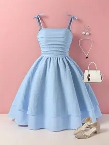 Girl's Plain Ribbed Tank Dress, Solid Color Dress, Cute Sleeveless A Line Dress for Party Holiday Wedding Guest, Kids Summer Clothes