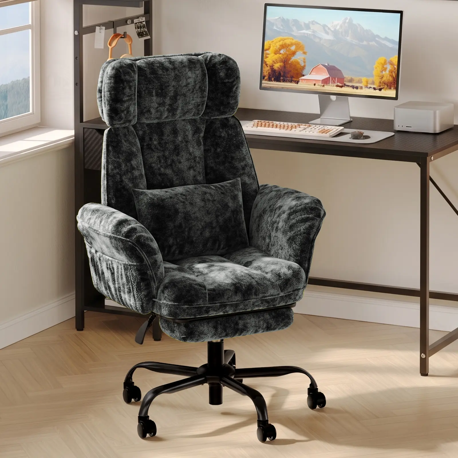 Bestier Ergonomic Office Chair with Massage, Swivel Computer Chair with Headrest Lumbar Support, Vanity Chair for Home Office